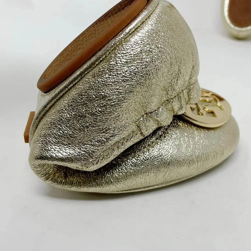 Tory Burch Gold Logo Ballet Flats